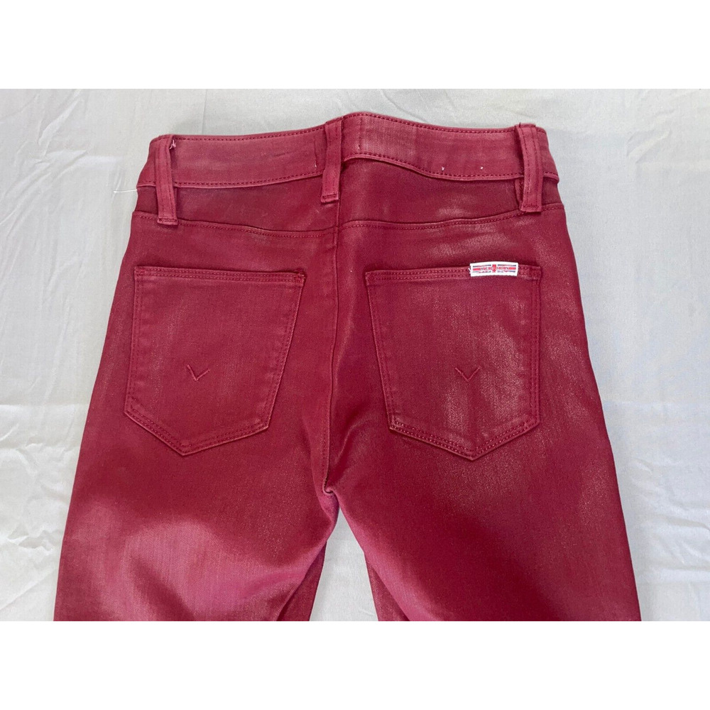 Hudson Coated Faux Leather 5-Pocket Stretch Crop Skinny Jeans. Red, Women's 24. - Picture 5 of 5
